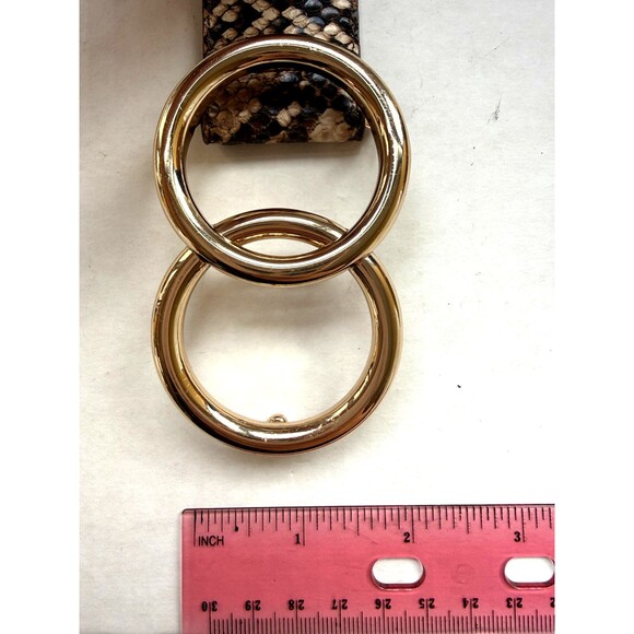 Express Faux Snakeskin Womens Belt Beige Brown Size Small S Brass Buckle 26-32" - Picture 12 of 13